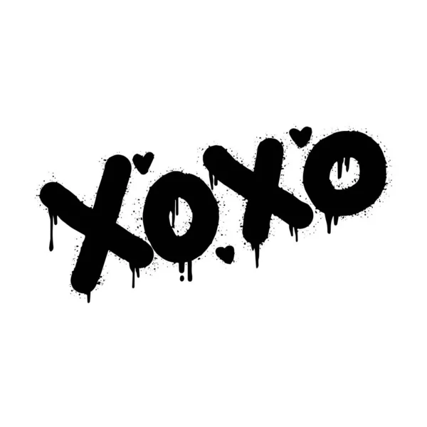 Spray Painted Graffiti Xoxo Word Black White Drops Sprayed Xoxo — ストックベクタ