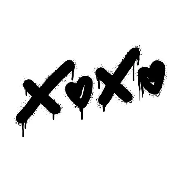 Σπρέι Ζωγραφισμένο Γκράφιτι Xoxo Λέξη Μαύρο Πάνω Από Λευκό Σταγόνες — Διανυσματικό Αρχείο