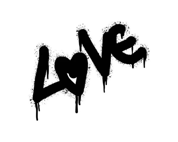 Spray Painted Graffiti Love Word Black White Drops Sprayed Love — Vetor de Stock