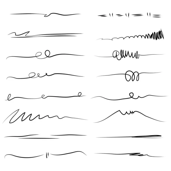 Set Hand Drawn Lines Artistic Pen Brushes Doodle Design Element — Vector de stock