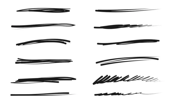 Conjunto Linhas Desenhadas Mão Elemento Design Doodle Com Sublinhado Rabiscar —  Vetores de Stock