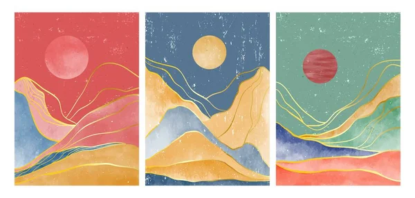 Suluboya Fırça Çizgi Sanatı Olan Bir Dağ Manzarası Soyut Dağ — Stok Vektör