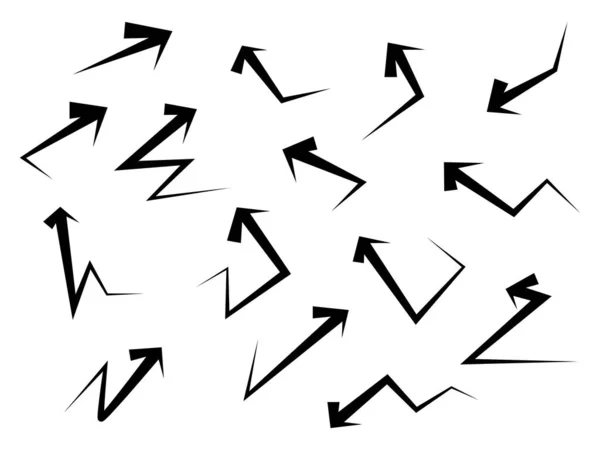 Hand Drawn Black Arrows Icons Set Arrow Icon Various Directions — Stock vektor