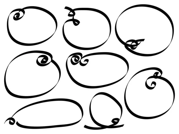 Hand Drawn Scribble Line Circles Doodle Emphasis Circular Message Note — Stockvector