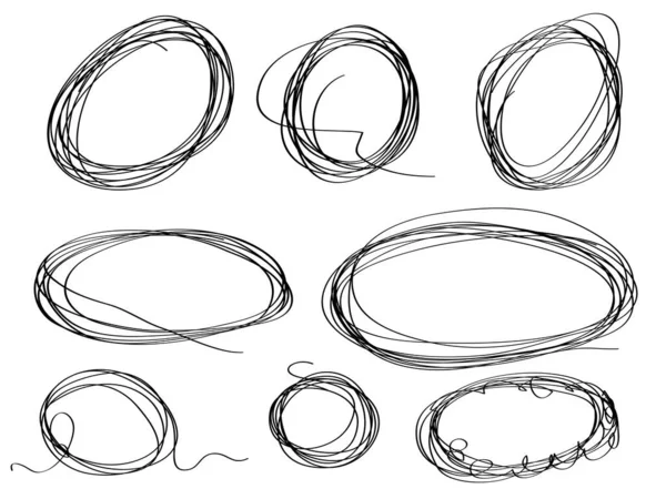 Handritade Klotformiga Cirklar Doodle Cirkulär För Meddelande Anteckning Märke Designelement — Stock vektor