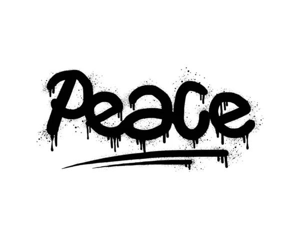 Spray Painted Graffiti Peace Word Black White Drops Sprayed Peace — Stockvector