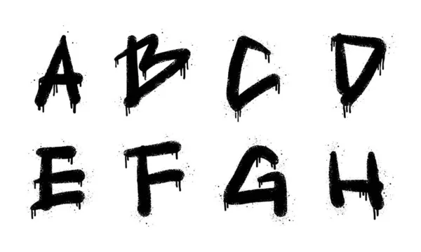 Graffiti Spray Font Alphabet Black White Sprayed Abc Letter Drops — Image vectorielle