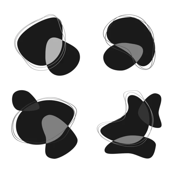 Doodle Blob Shapes Vector Set Random Blotch Inkblot Stone Silhouette — Stockvektor