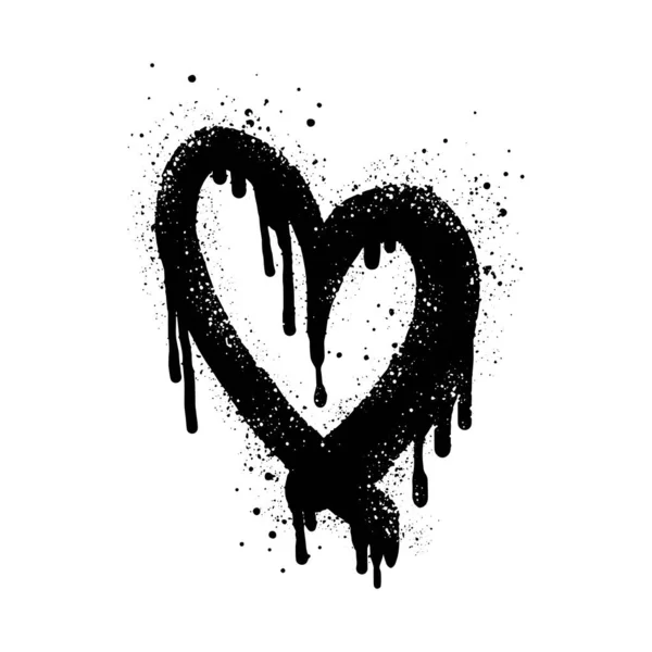 Pulverizar Pintado Grafite Sinal Coração Preto Sobre Branco Amor Coração —  Vetores de Stock