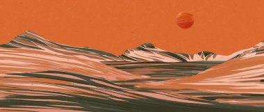 Natural abstract mountain hand painting. Mid century modern minimalist art print. Abstract background scenery. vector illustration