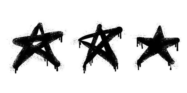 Spray Painted Graffiti Star Sign Black White Star Drip Symbol — Stockvektor