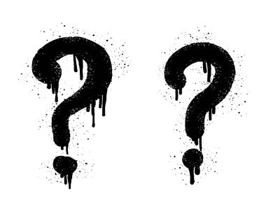 Set of Spray painted graffiti question marks in black over white. question drip symbol.  isolated on white background. vector illustration