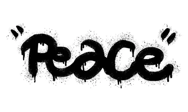 Spray Painted Graffiti Peace Word Black White Drops Sprayed Peace — Vector de stock