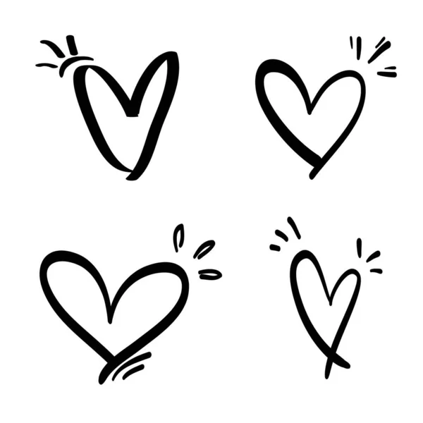 Doodle Corazones Set Corazón Dibujado Mano Símbolo Amor Ilustración Vectorial — Vector de stock