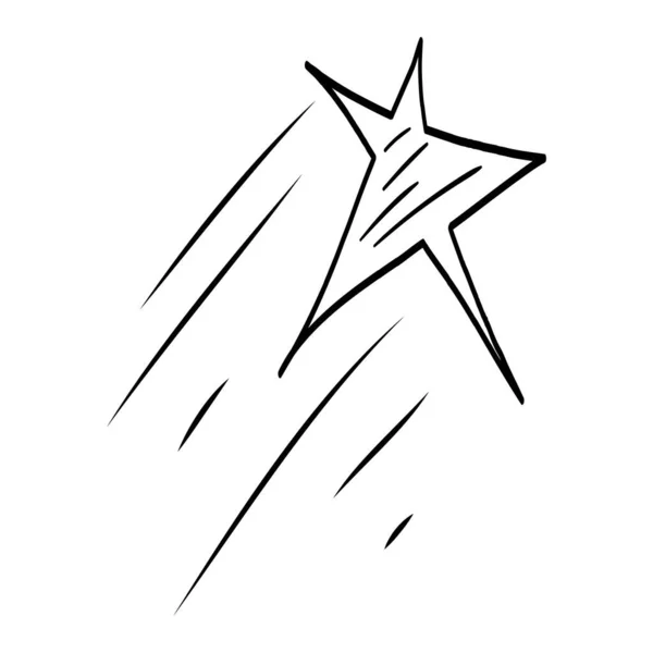 手描きの空飛ぶ星 アイコンスターだ 白地に隔離されてる ベクターイラスト — ストックベクタ