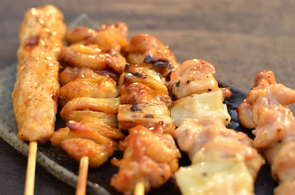 Char pieczonej kurczaka szaszłyki yakitori — Zdjęcie stockowe