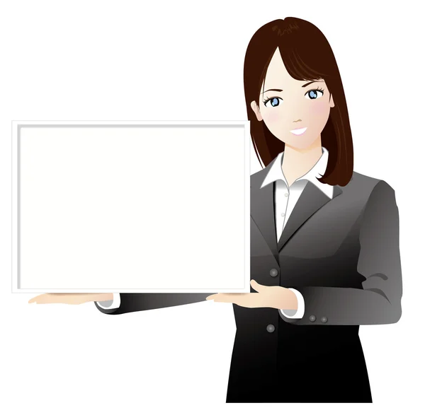 A woman wiht a white board — Stock Vector