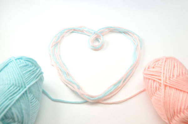 Heart made of woolen yarn