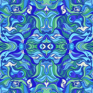 Deniz vektör renkli süslü seamless modeli