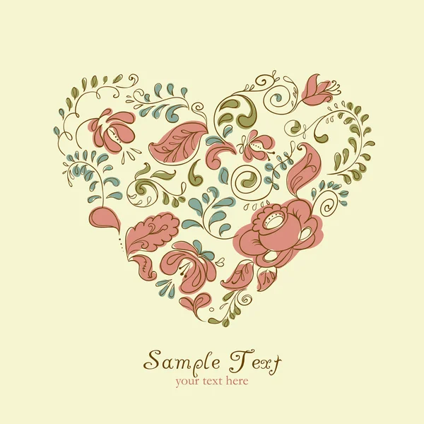 Vector heart consist of floral ornament — Stock Vector