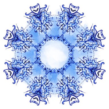 Clipart Watercolor. Doily round lace pattern