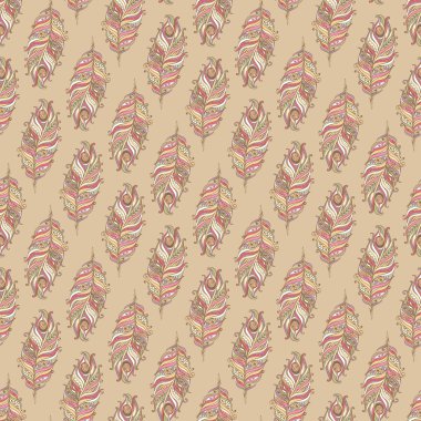 Dekoratif Kuş tüyü ile Dikişsiz desen vektör