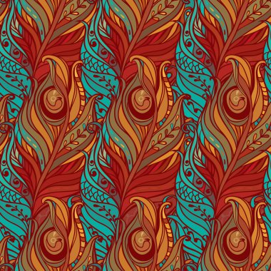 Dekoratif Kuş tüyü ile Dikişsiz desen vektör