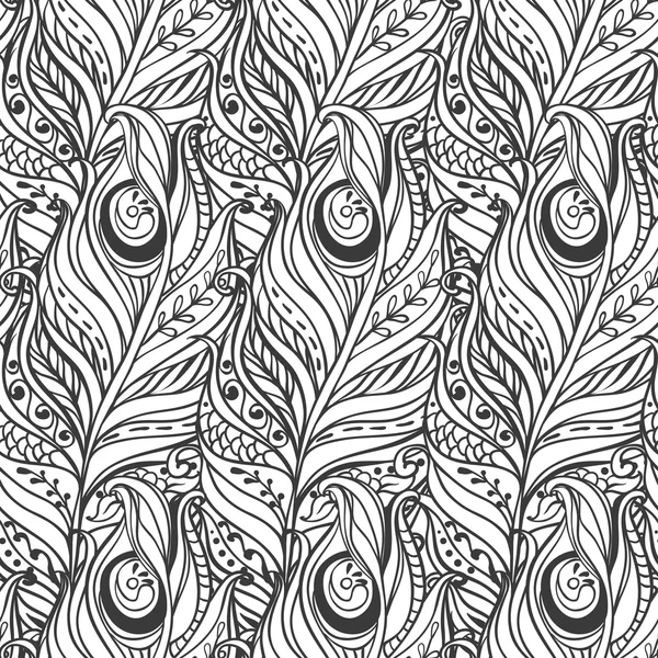 Vector Seamless pattern with decorative feather — Stock Vector