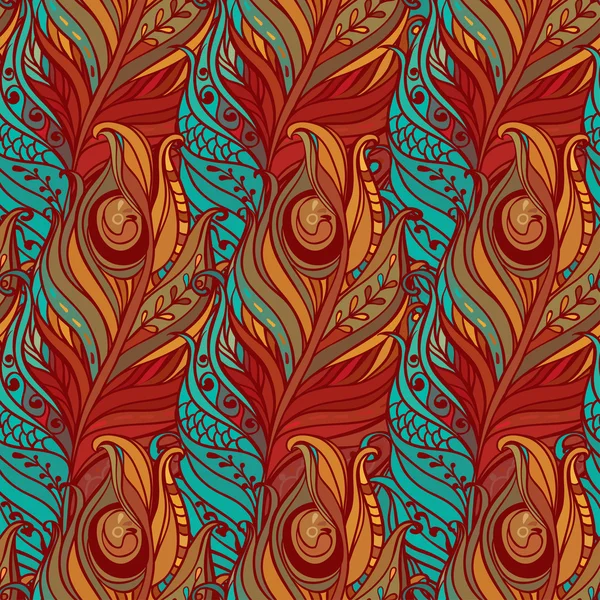 Vector Seamless pattern with decorative feather — Stock Vector