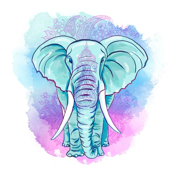 Elefante indiano no aquarela Blot — Fotografia de Stock