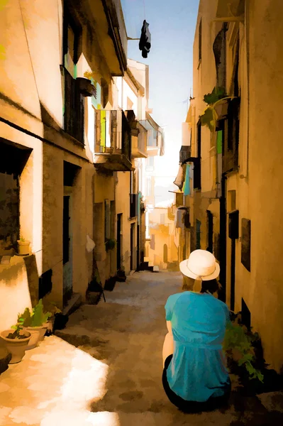 Sizilianische Straße - Farbe bearbeiten — Stockfoto
