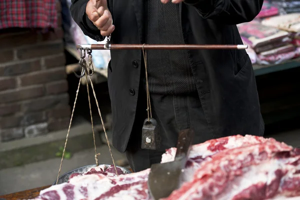 Pork and knife Sichuan Province China — Stock Photo, Image