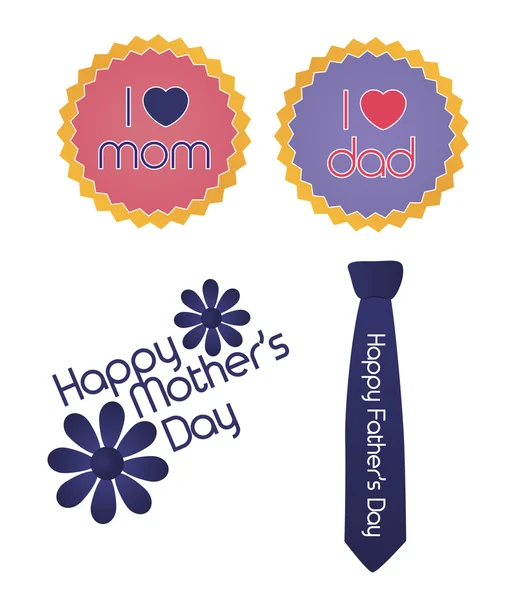 Set of mother/father's day signs — Stock Vector
