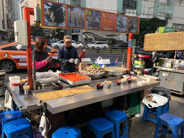 Great Tasty Asian Food South Korean Market Area — Stock Photo, Image
