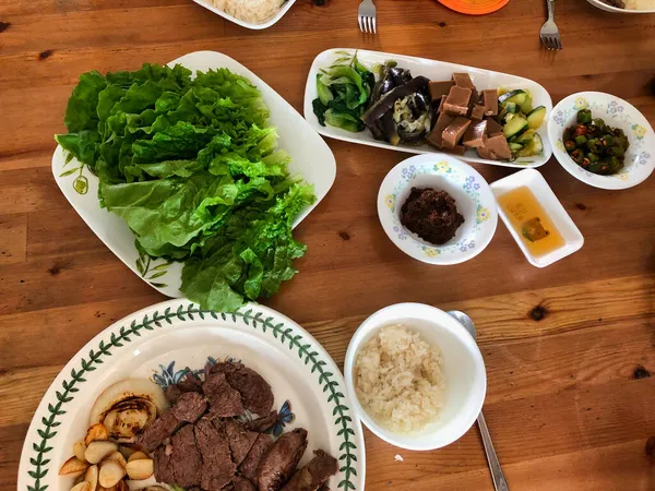 Doğu Asya Güney Kore Den Lezzetli Tipik Yemekler Sağlıklı Baharatlı — Stok fotoğraf