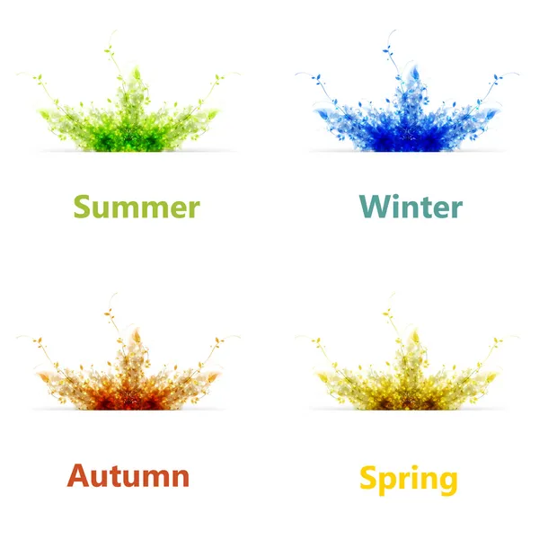 4 つの季節のベクトルの背景の色またはカードのセット — ストックベクタ