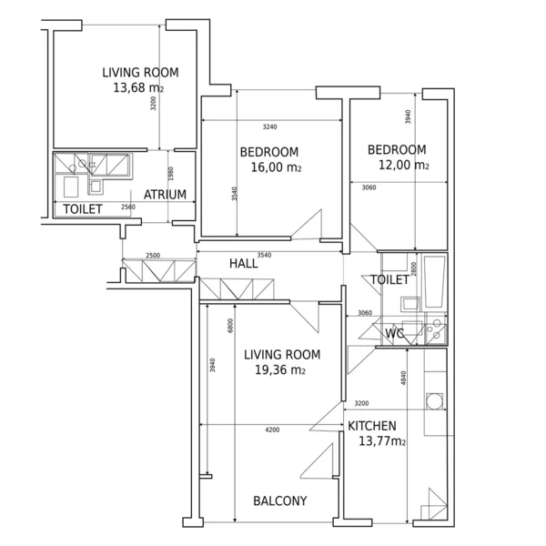 Plan vectoriel hause du bâtiment dessin — Image vectorielle