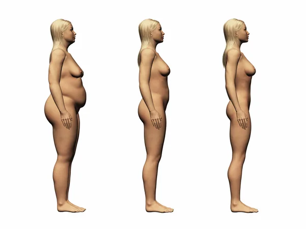 Perdita di peso donna, 3d rendering — Foto Stock