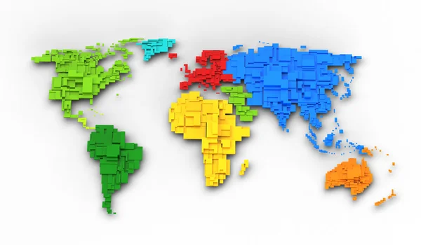 World map of rainbow colors, cube design — Stock Photo, Image