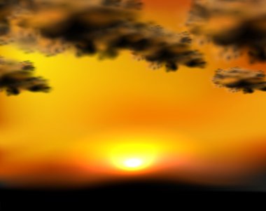 gökyüzü günbatımı vektör çizim, kolay güneş Kaldır