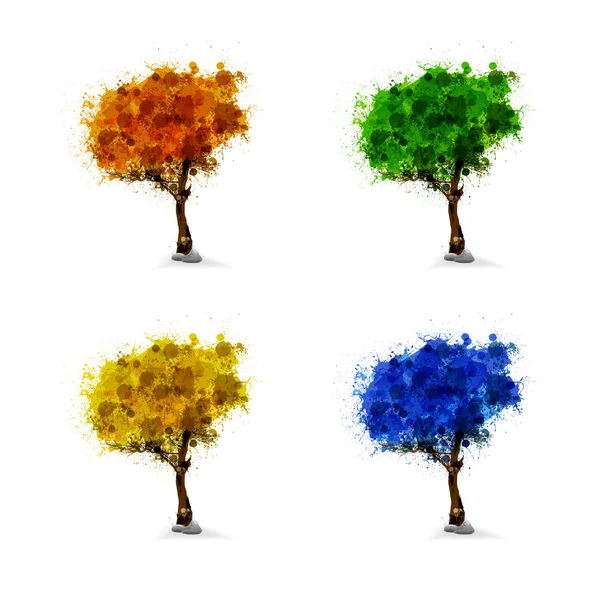 Set of season trees, spring, summer, winter — Stock Vector