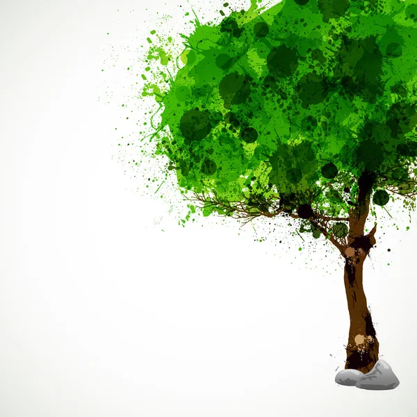 Sezóny strom se zelenými listy, snadné všechny upravitelné — Stockový vektor