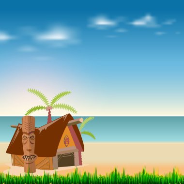 plaj ve tropikal deniz, eps10 vektör