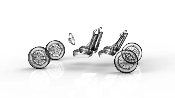 3D araba modeli siyah zemin