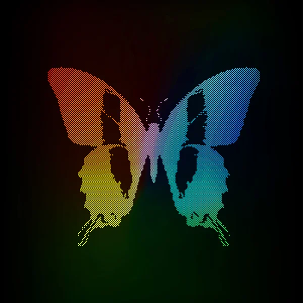 Color mariposa aislada sobre fondo negro — Vector de stock