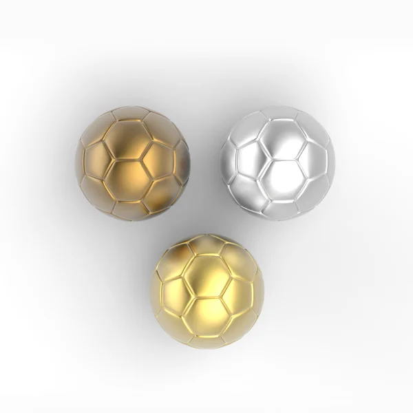 Gouden, zilveren, bronzen voetbal — Stockfoto