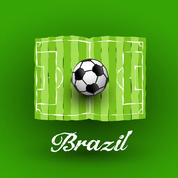 Soccer ball background and Brazil flag — Stock Vector