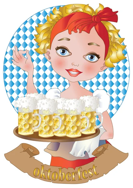 Oktoberfest blond meisje — Stockvector