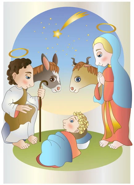 Crib -nativity — Stock Vector