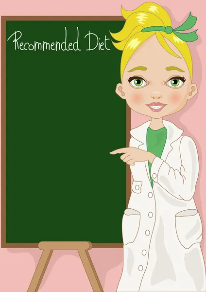 Nutritionist med blackboard — Stock vektor